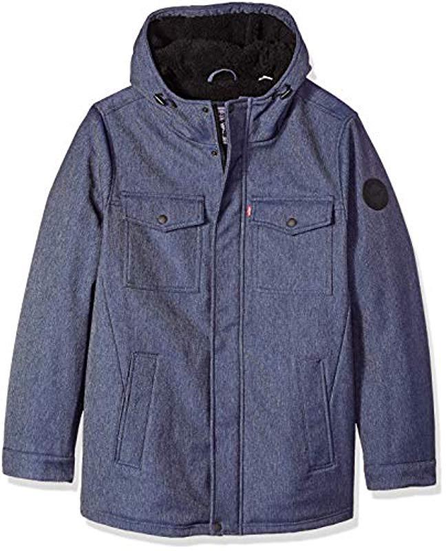 levi's men's soft shell hooded trucker jacket