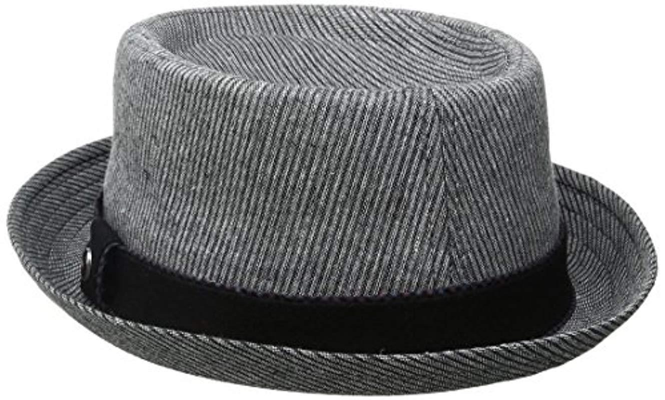 Ben Sherman Linen Stripe Pork Pie Hat in Black for Men - Lyst