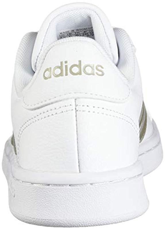 adidas Leather Grand Court Shoes in Cloud White / Platinum Metallic (White)  - Lyst