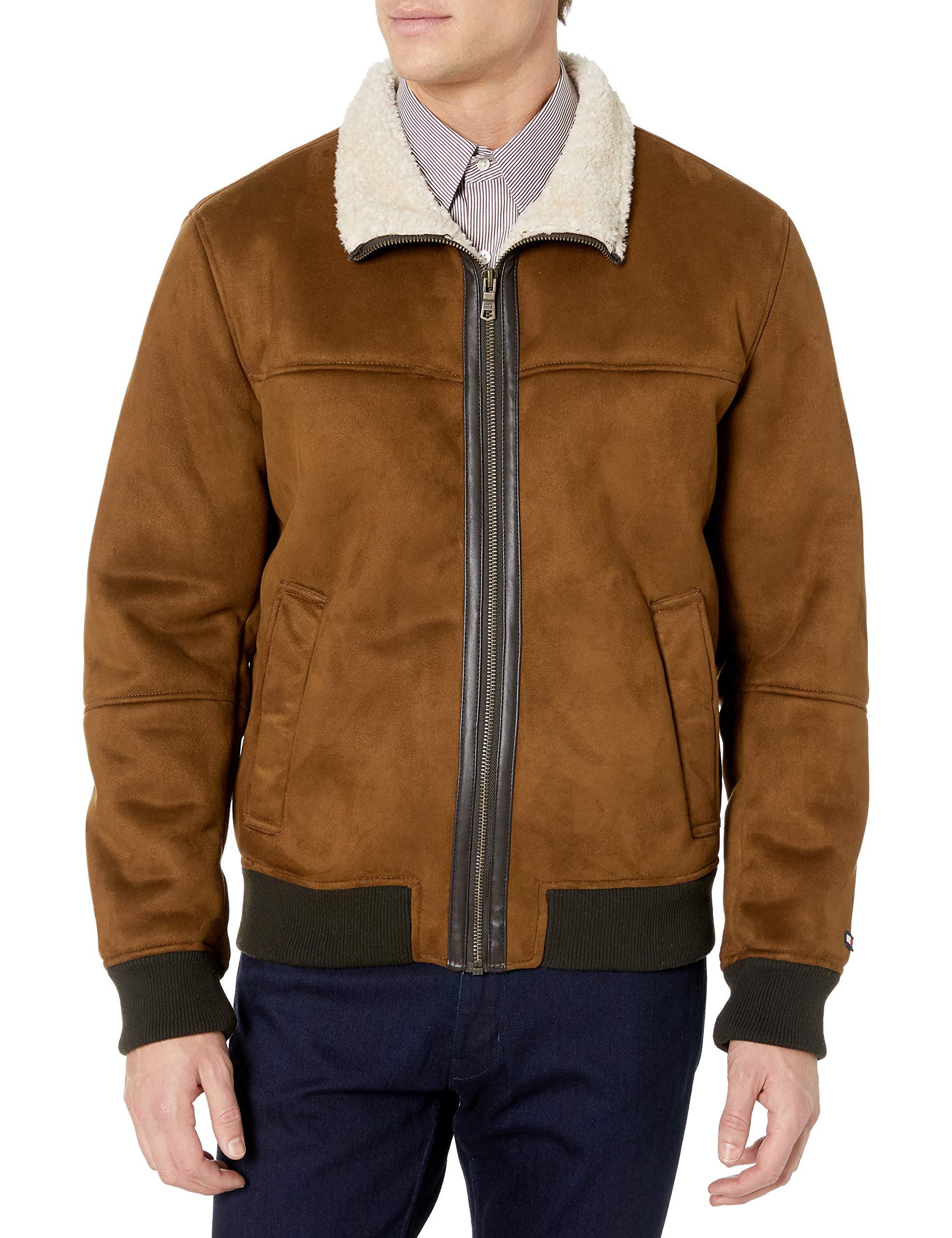 Tommy Hilfiger Classic Faux Shearling Stand Collar Bomber Jacket in ...