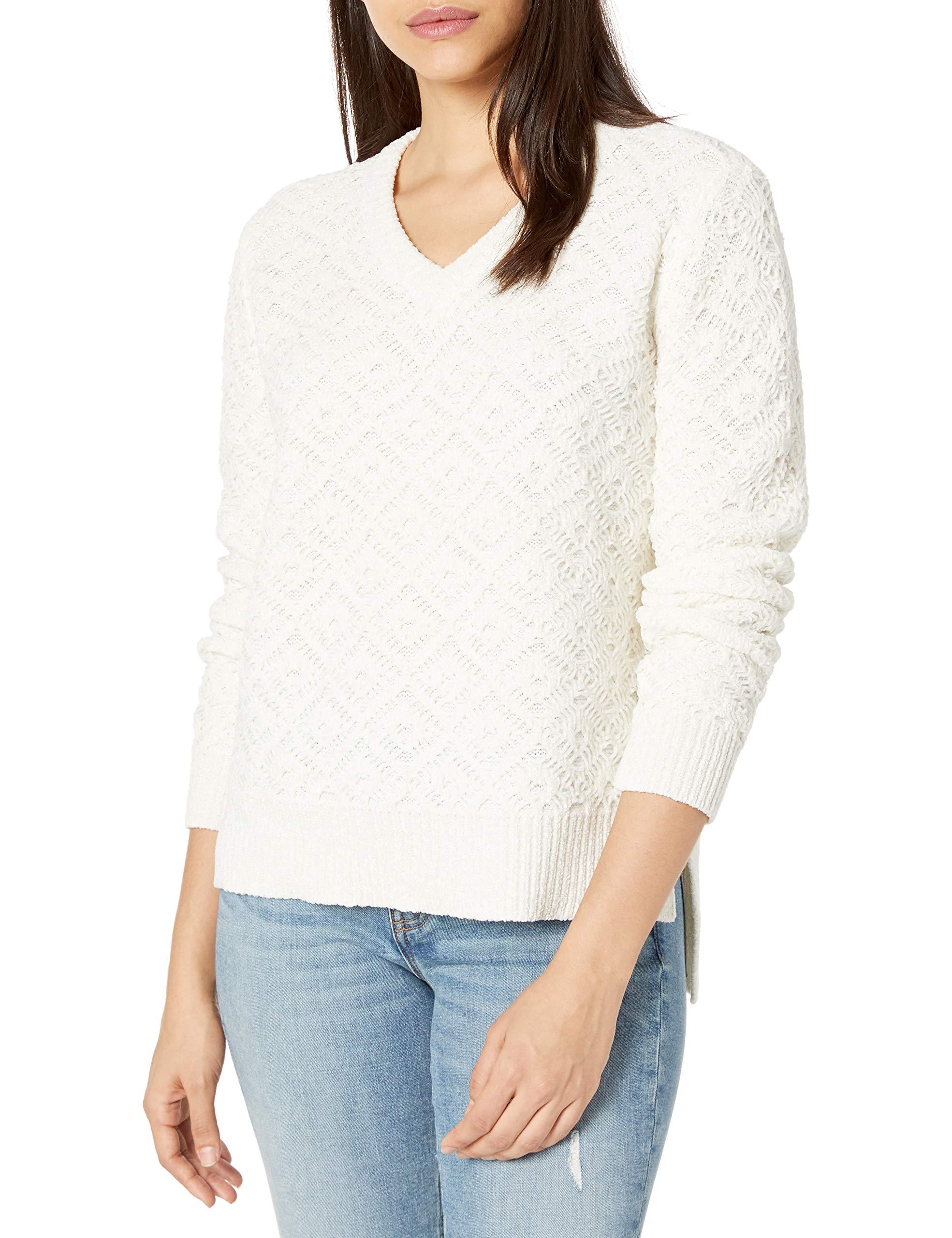 NYDJ Denim V-neck Sweater in Vanilla (White) - Lyst