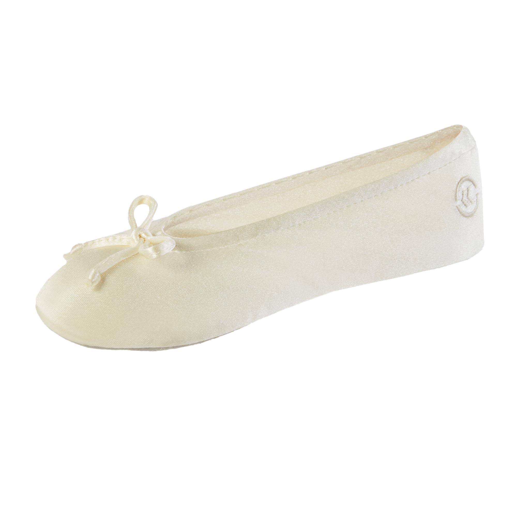 Isotoner Ballerina Slippers For – Soft Satin House Shoes With Bow And ...