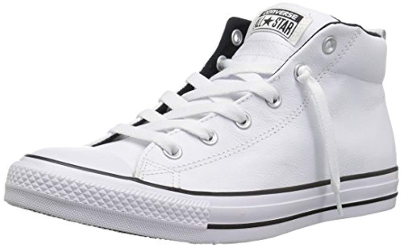 Converse Street Leather Mid Top Sneaker in White/Black (White) for Men |  Lyst