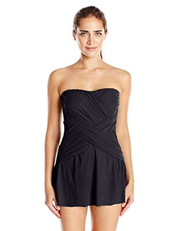 Lyst - Gottex Draped Panel Bandeau Swimdress One Piece Swimsuit in ...