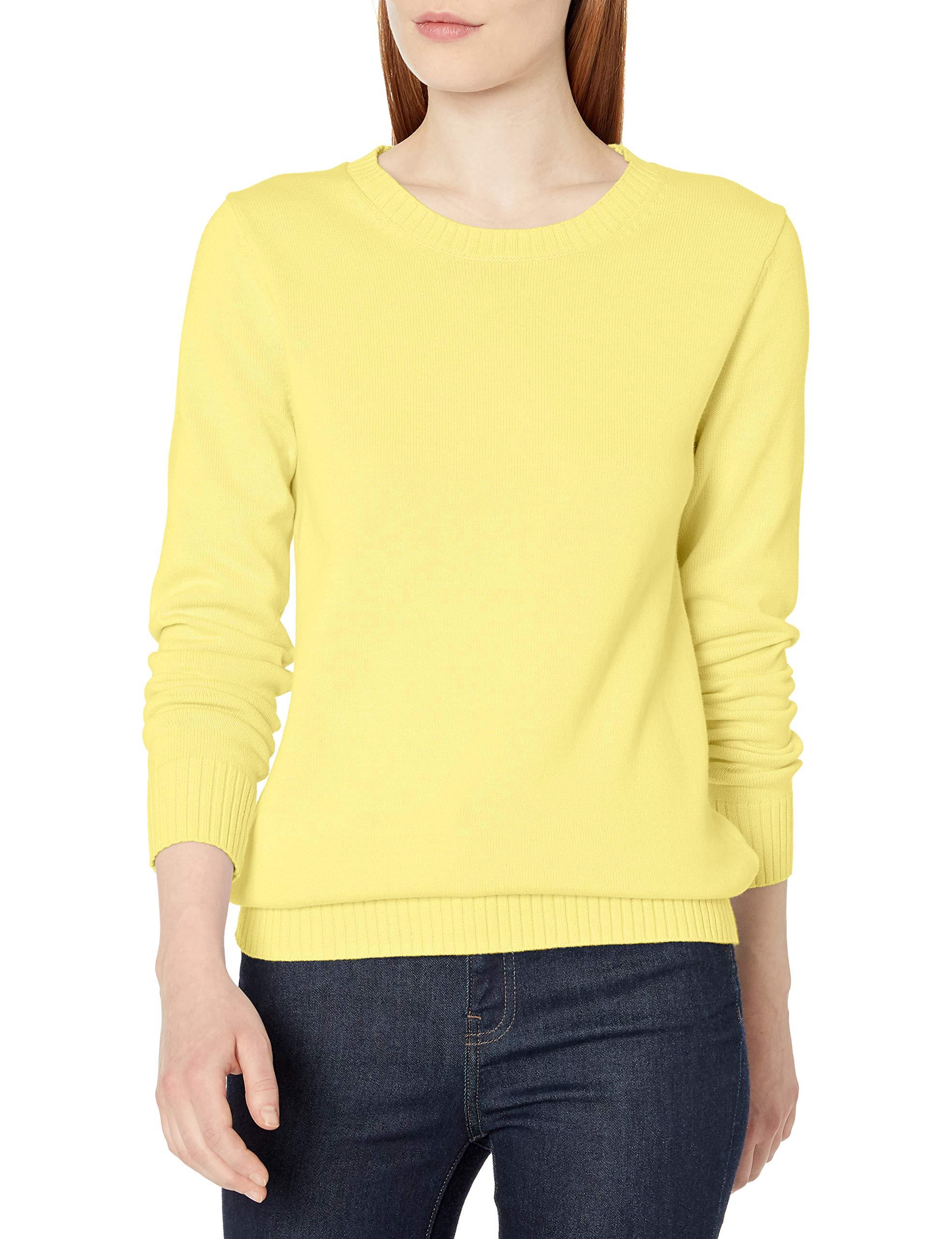 Amazon Essentials 100% Cotton Crewneck Sweater in Yellow - Lyst