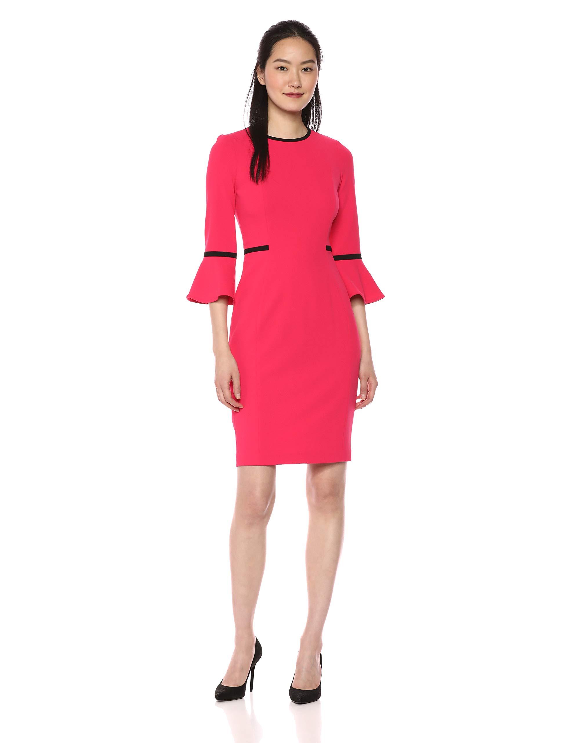 calvin klein bell sleeve piping detail dress
