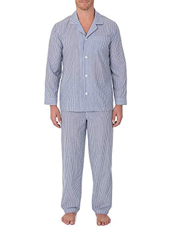Geoffrey Beene Broadcloth Long Sleeve Pajama Set in Blue for Men - Lyst