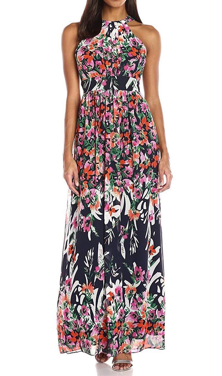 Eliza J Printed Halter Maxi Dress | Lyst