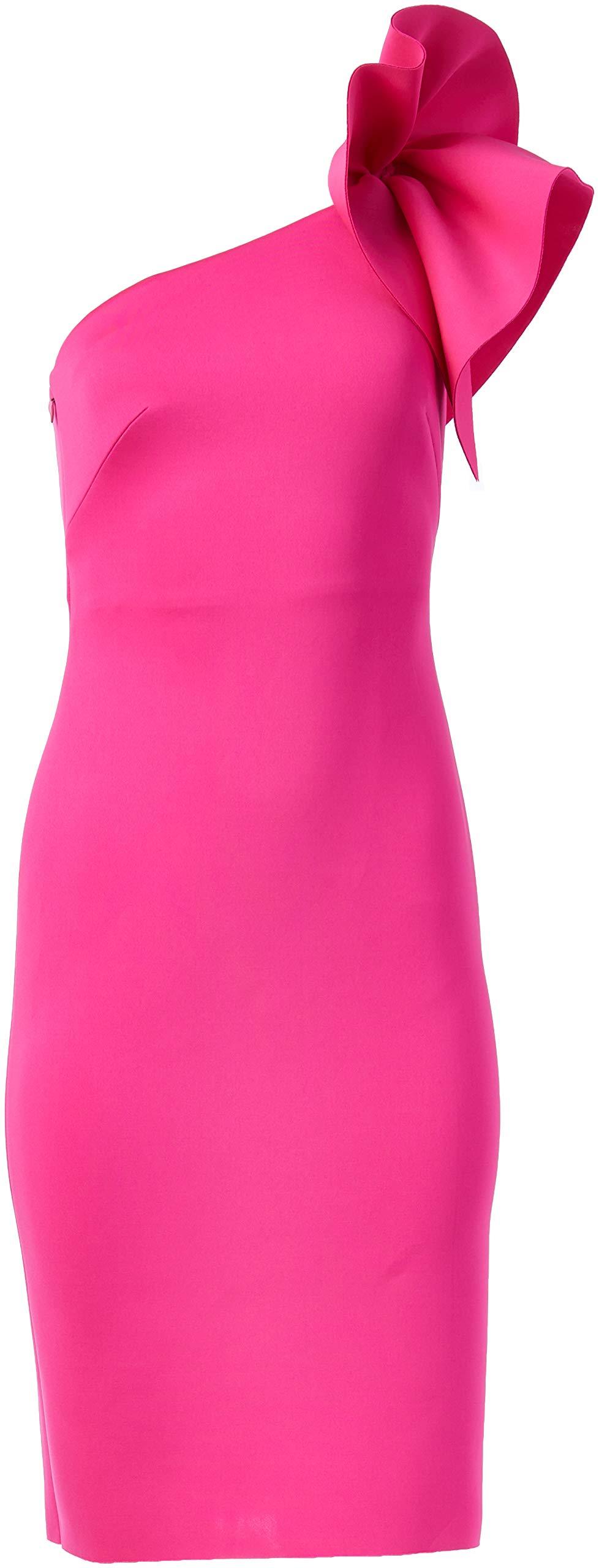 Eliza J One Shoulder Scuba Cocktail Dress With Ruffle Sleeve in Hot Pink (Pink) Lyst