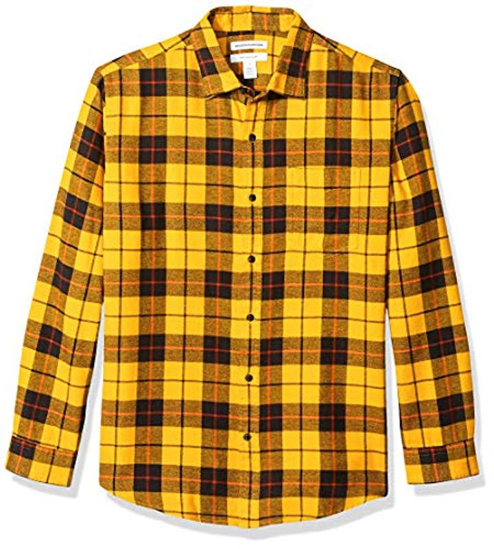 Amazon Essentials Regularfit Longsleeve Plaid Flannel Shirt in Yellow