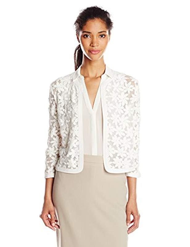 anne klein women's floral lace mesh cardigan
