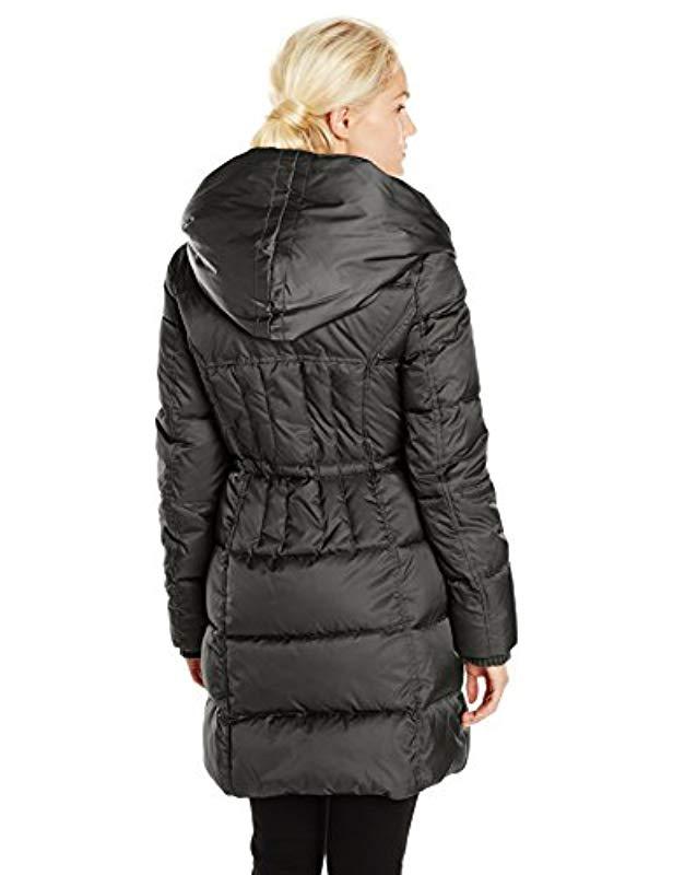 puffer coat with cinched waist