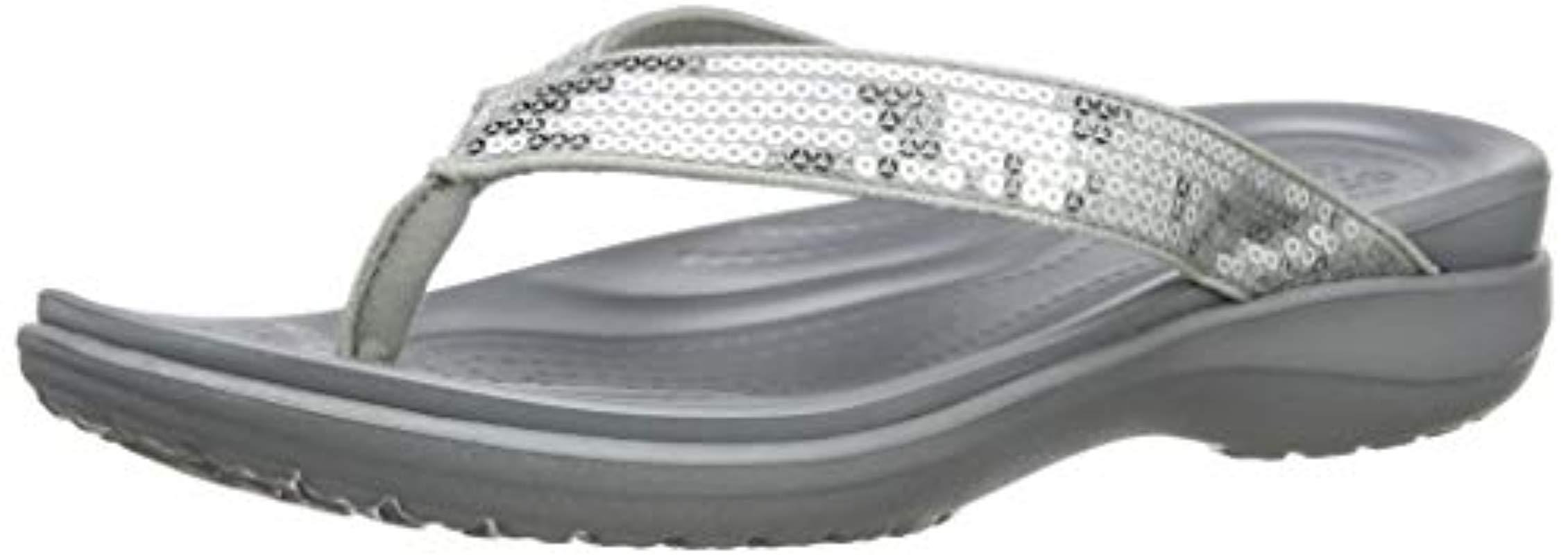 Crocs™ Capri V Sequin W Flip Flop, Silver, 5 M Us in Metallic | Lyst