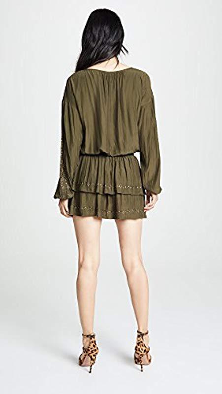 Ramy Brook Womens Sheryl Embellished Tiered Mini Dress