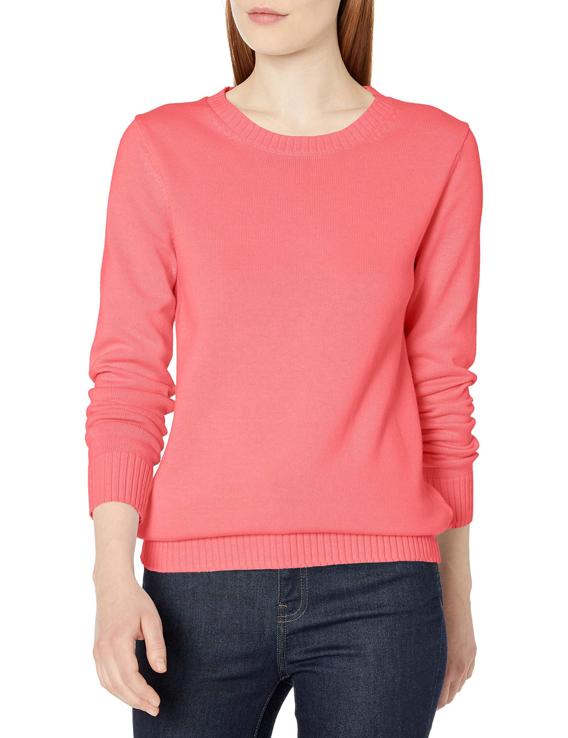 Amazon Essentials 100% Cotton Crewneck Sweater in Coral (Pink) - Lyst