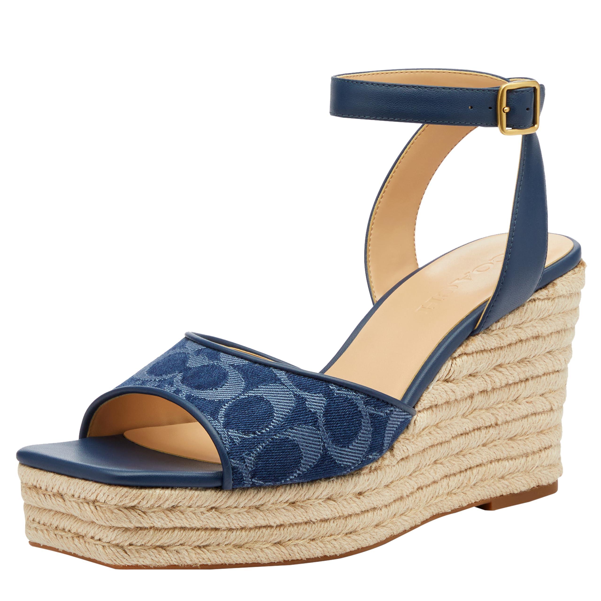 Coach*スタイルアップ*大人可愛い*Espadrille Wedge Sandals Coach Sz 6.5M Grace Espadrille Wedge Platform Heels Peep Toe