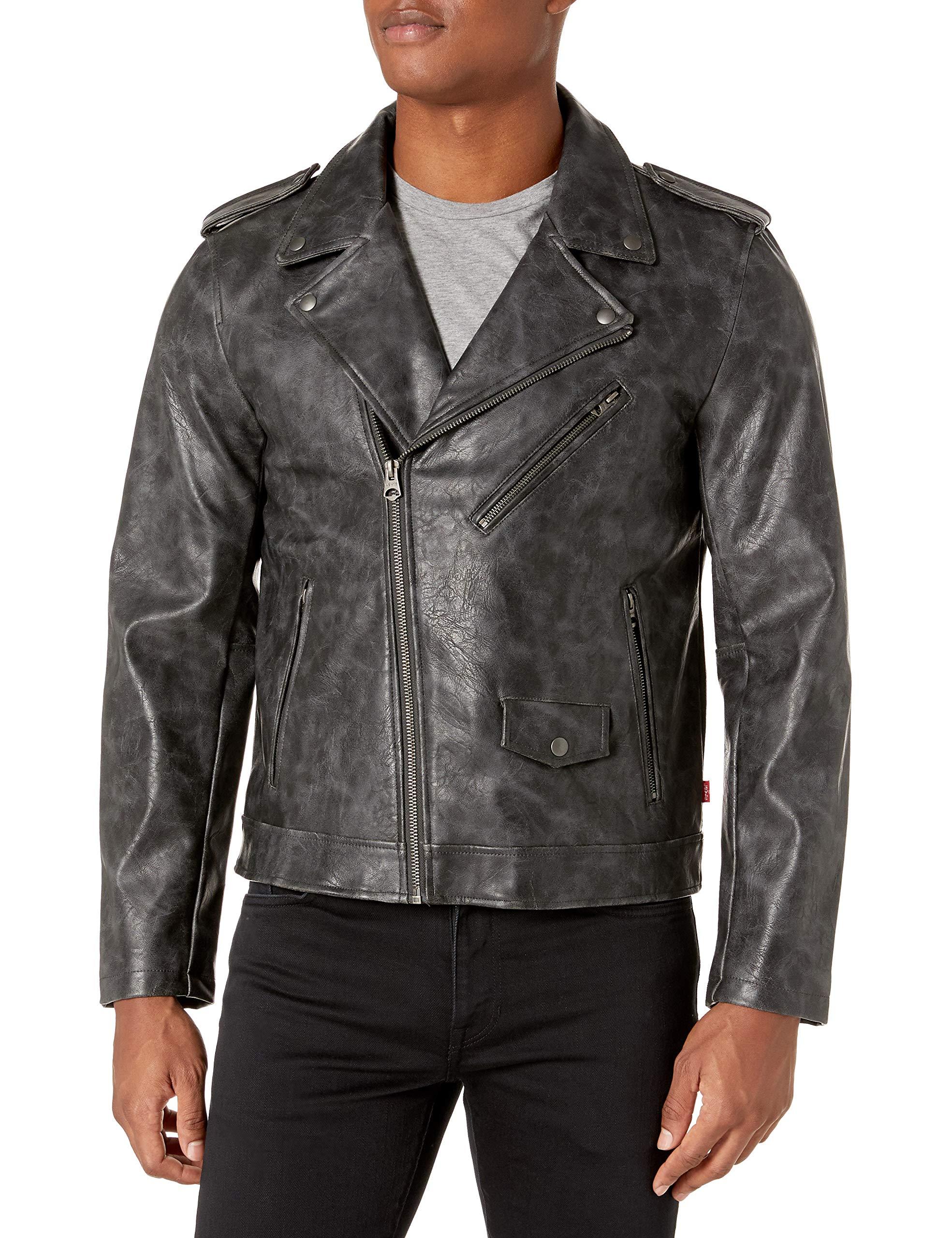 Levi's Faux Leather Motorcycle Jacket in Black for Men - Lyst