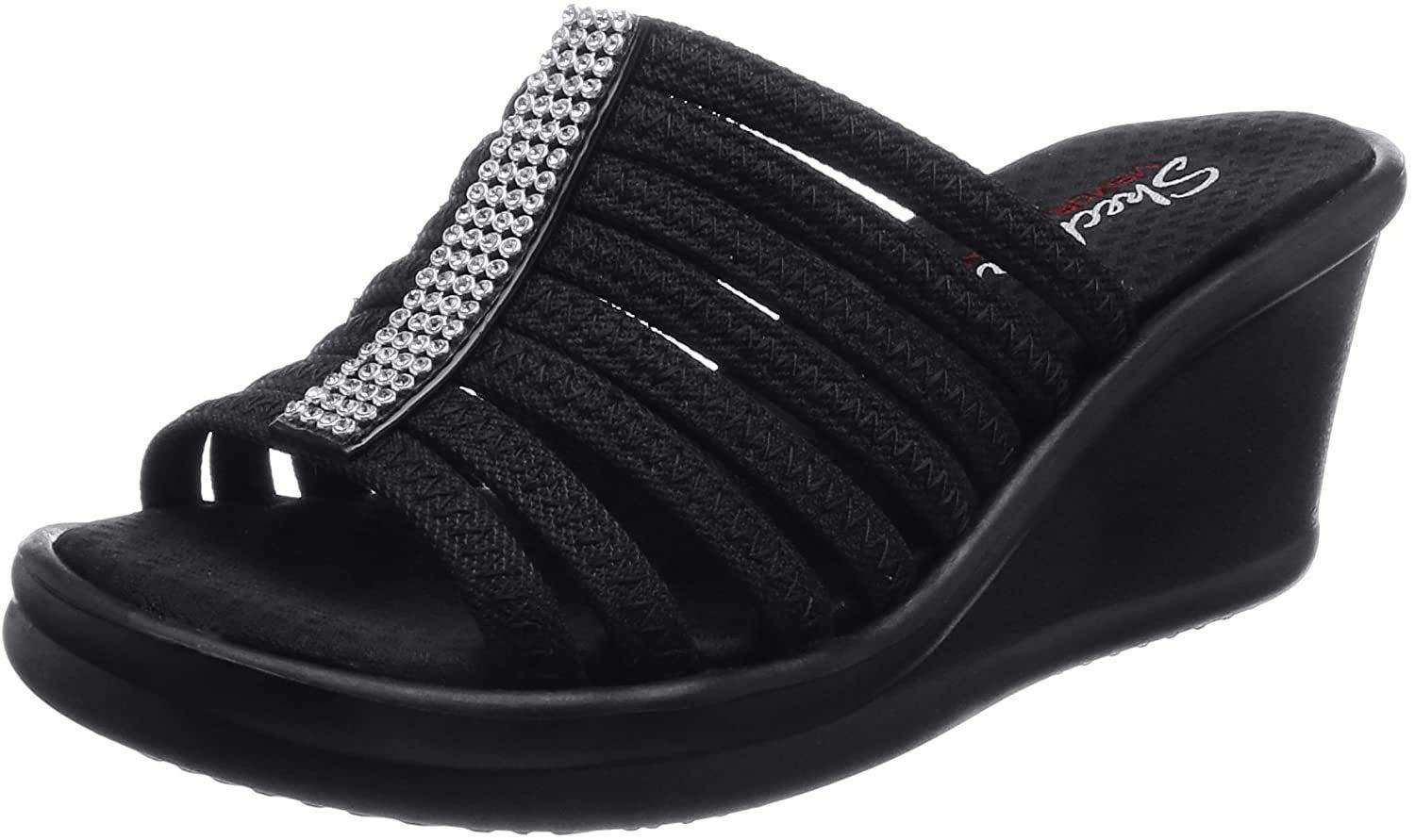 Skechers Rumblers Hot Shot Wedge Sandal in Black Lyst