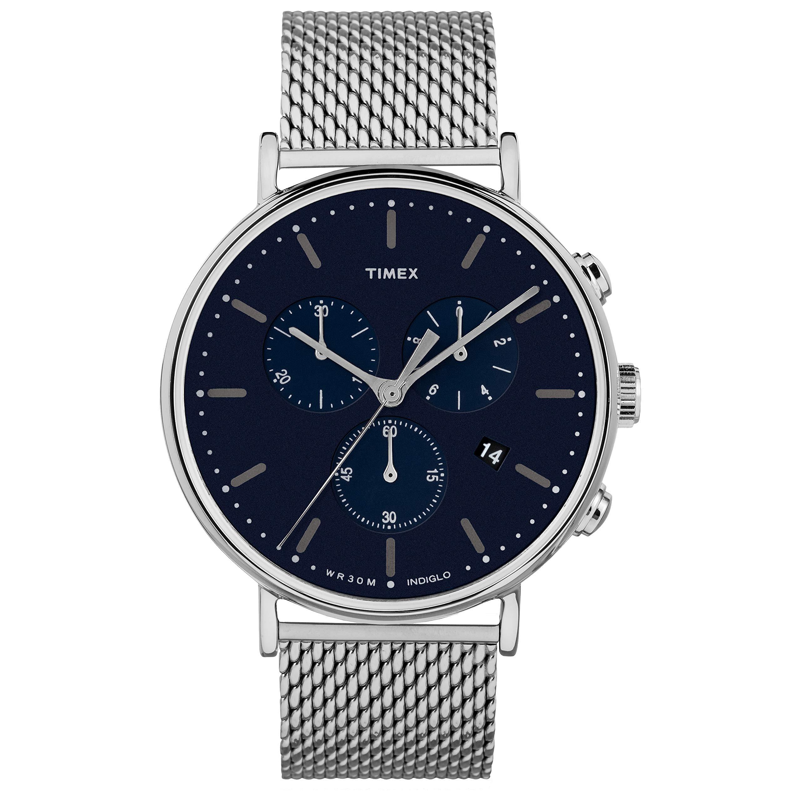 Timex Twf3c8020 Fairfield Chrono 41mm Silver-tone/blue Stainless Steel ...
