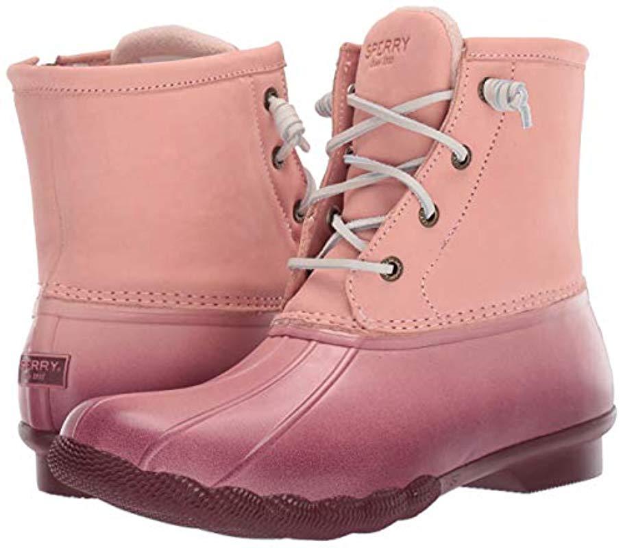 sperry saltwater duck boots pink