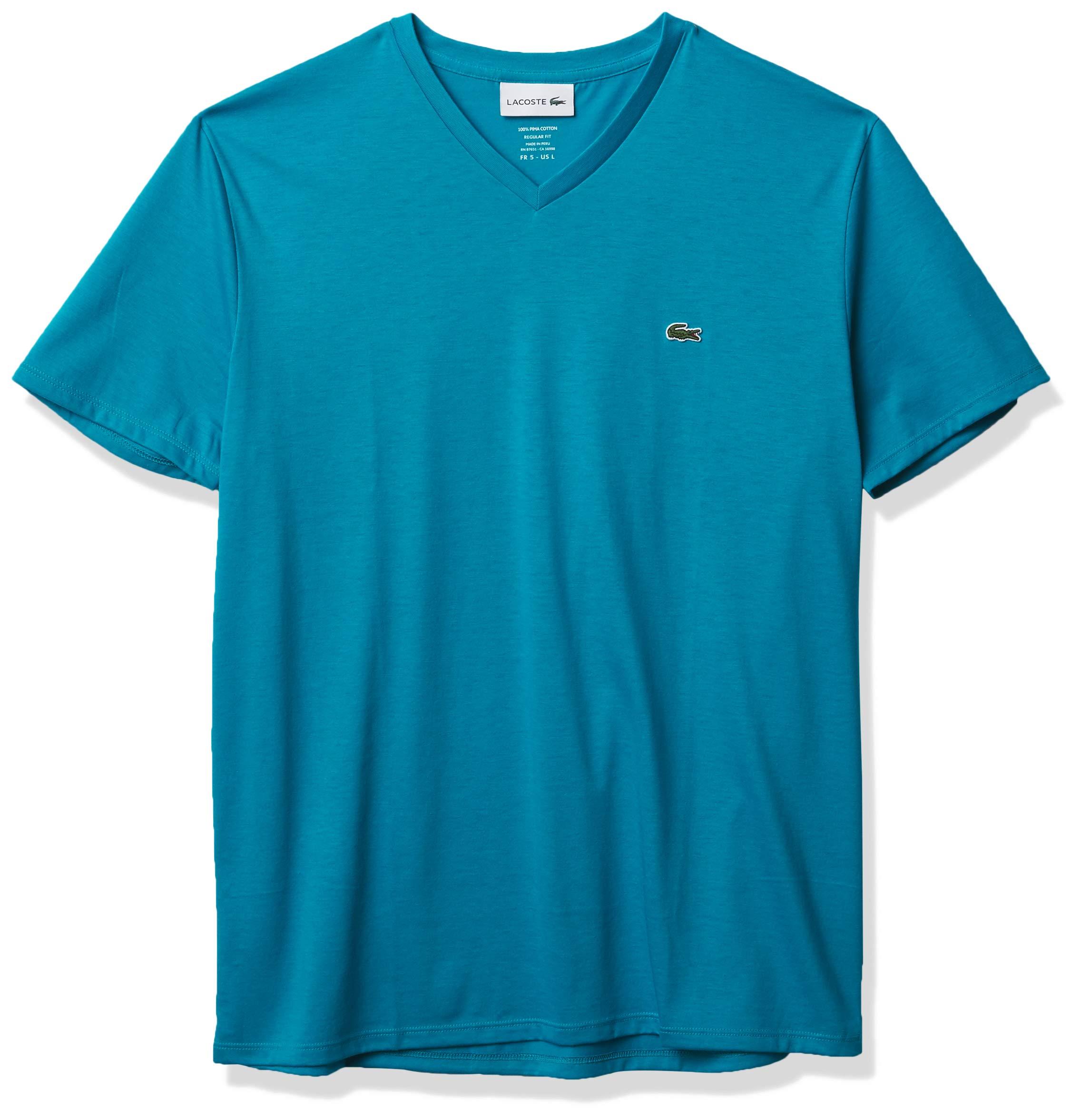 Lacoste Short Sleeve V-neck Pima Cotton Jersey T-shirt in Blue for Men ...