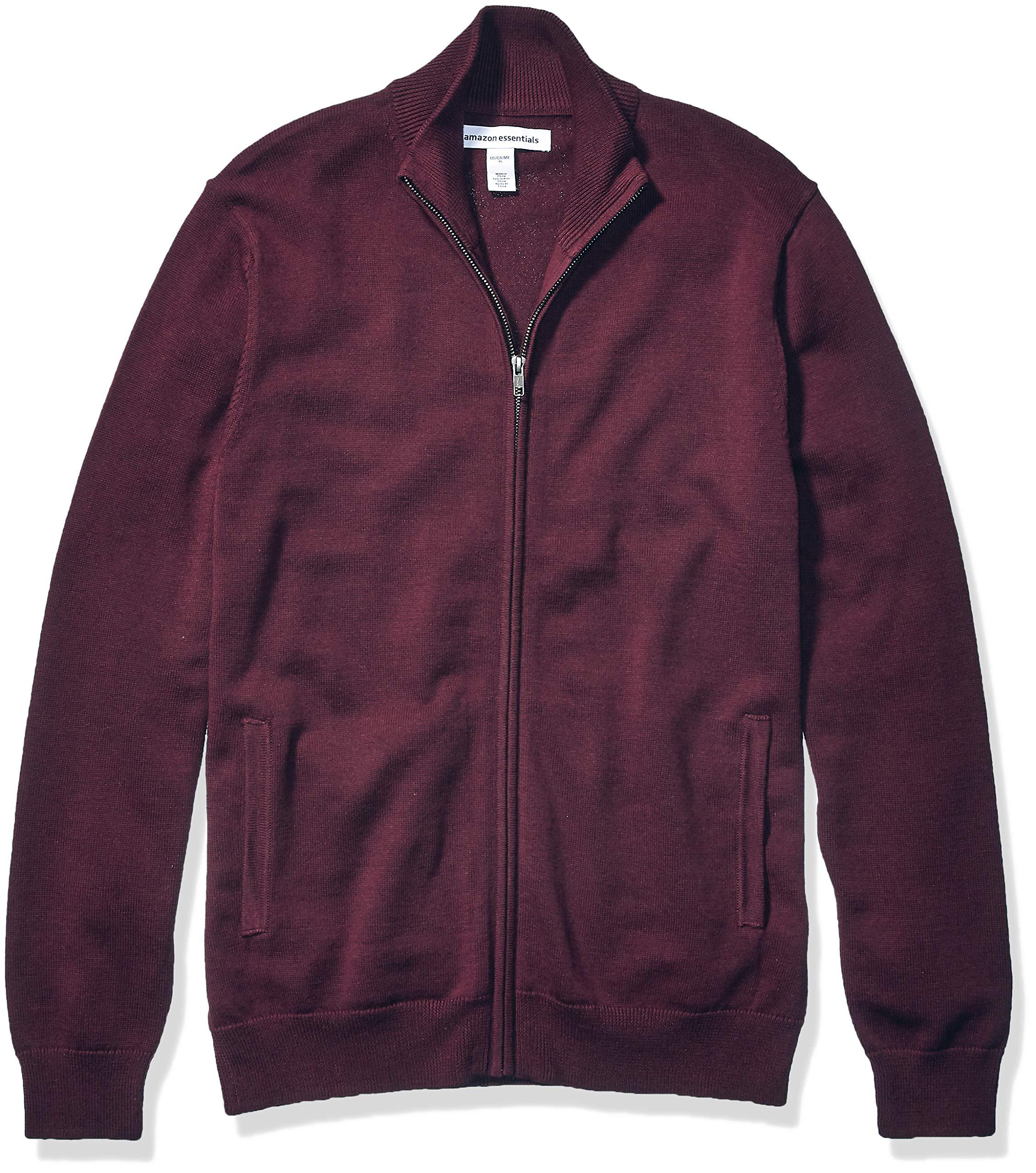 Amazon Essentials Fullzip Cotton Sweater in Burgundy (Purple) for Men