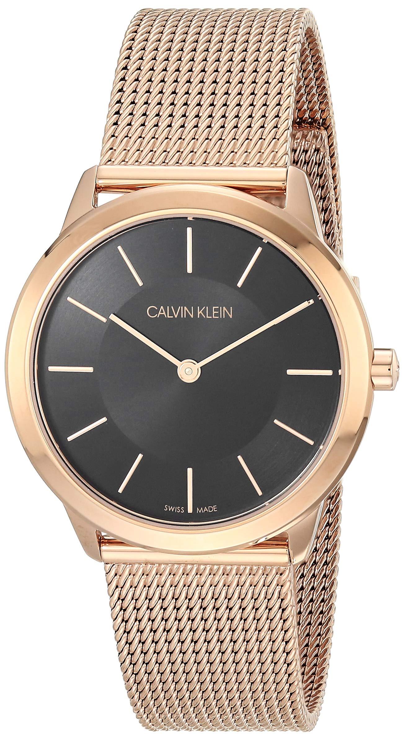 Calvin Klein Midsize Minimal Rose Gold Pvd Mesh Bracelet With Black Dial  Watch in Metallic - Lyst