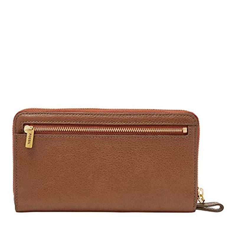 Fossil Liza Zip Around Wallet in Brown Lyst