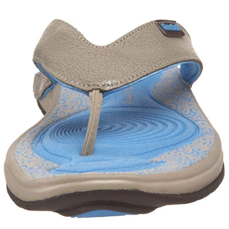Reebok Leather Easytone Flip Sandal in Blue - Lyst
