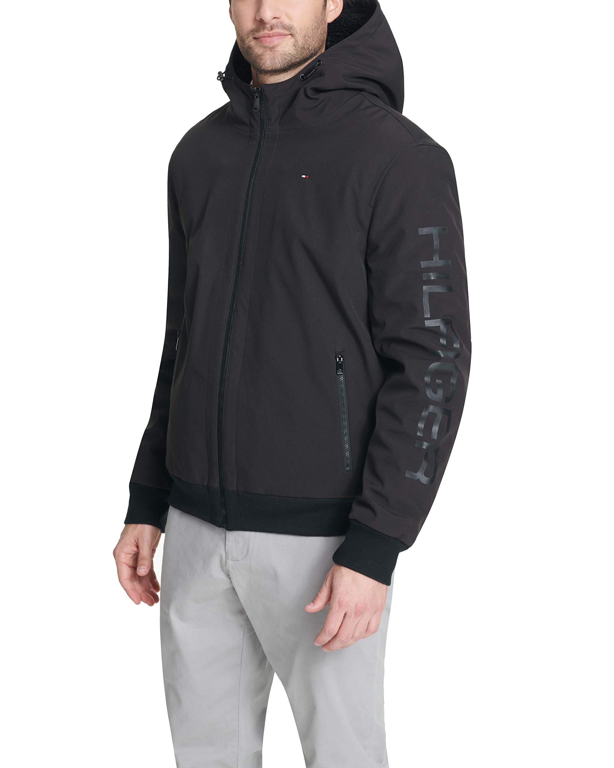 Tommy Hilfiger Softshell Hoody Bomber Jacket With Sherpa Lining in Black  for Men - Lyst