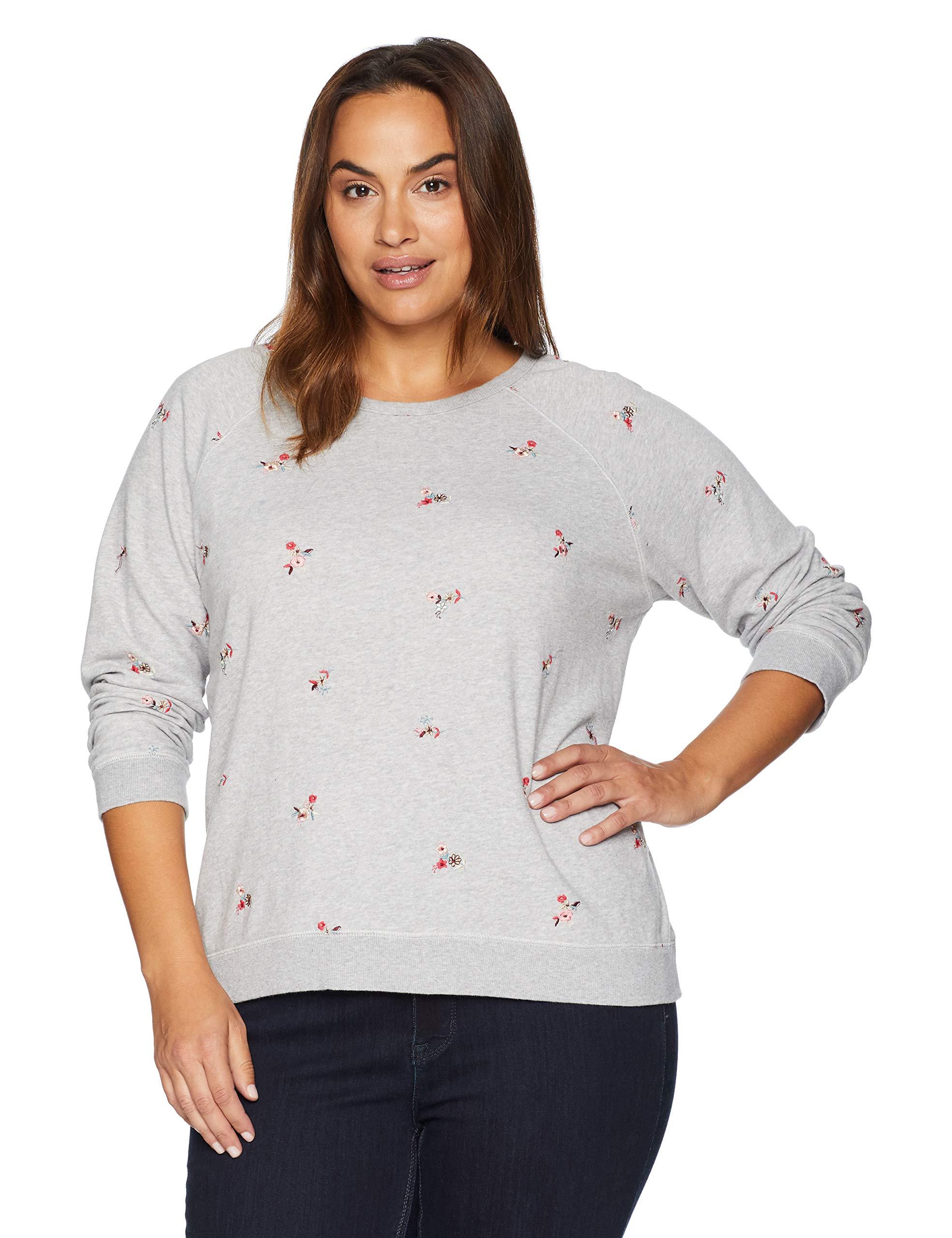 lucky brand embroidered flowers sweatshirt