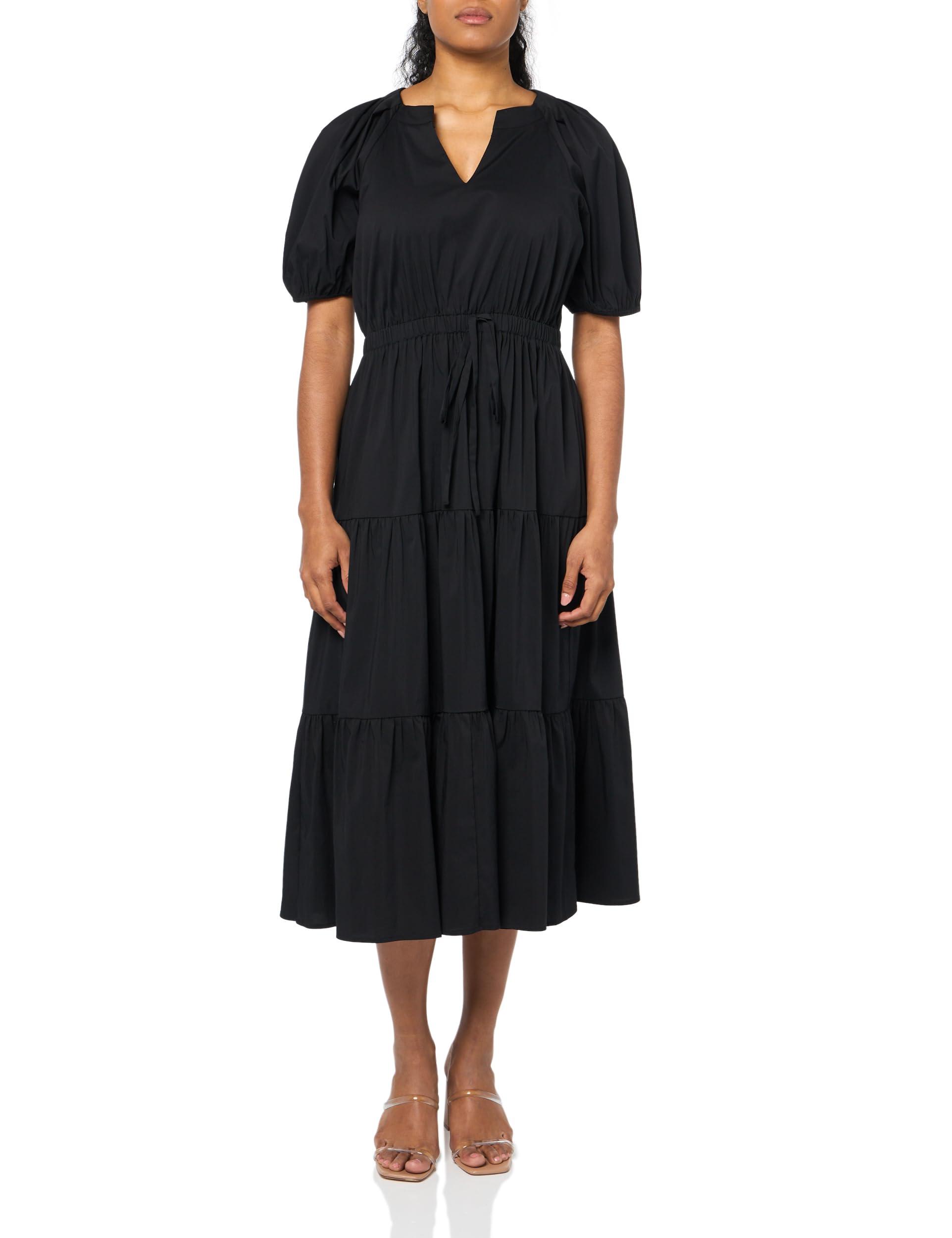 Anne Klein Women's 3/4 Sleeve Knee Length Fit Flare Dress Black Size 1X