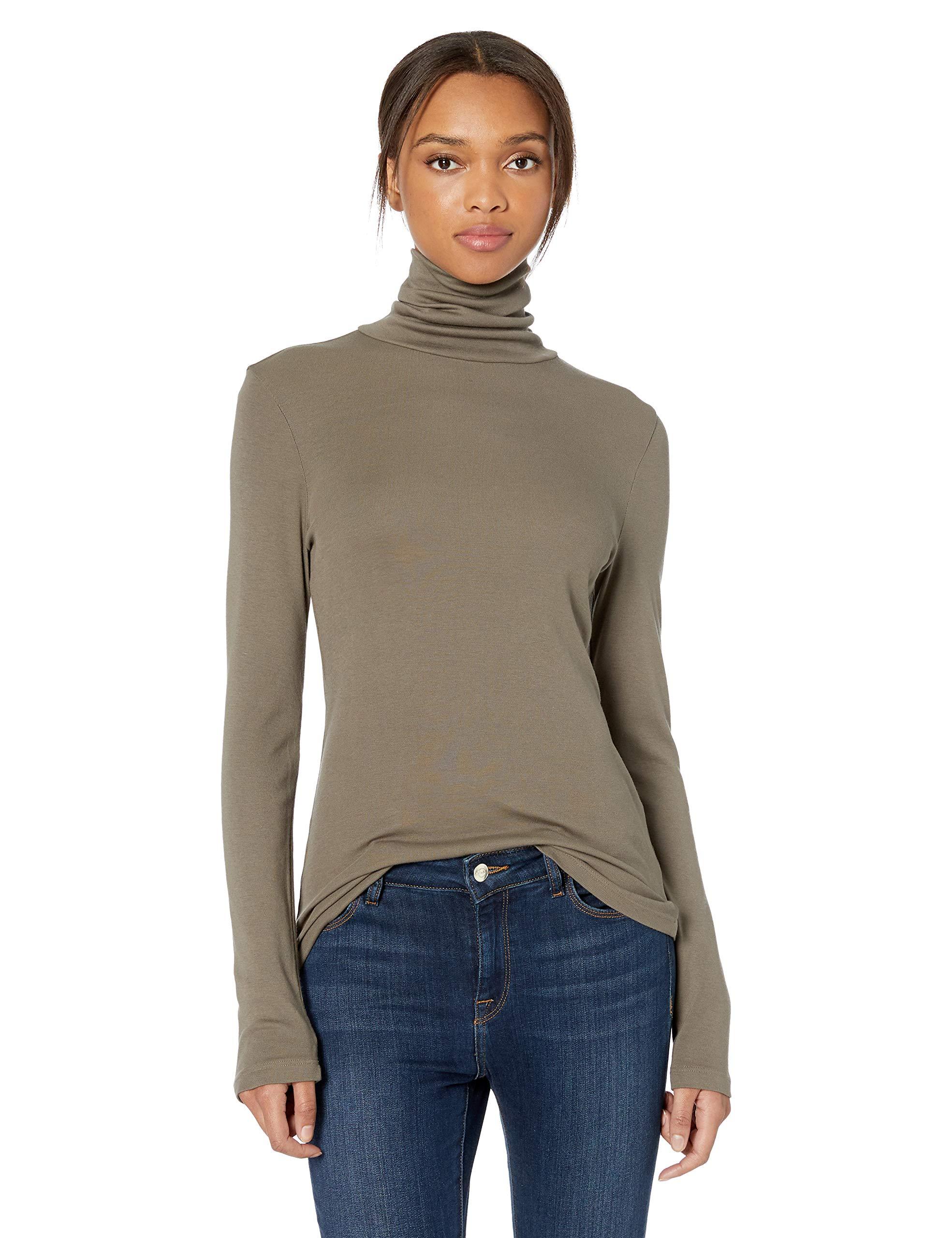 Splendid 1x1 Rib Long Sleeve Turtleneck Tee T-Shirt