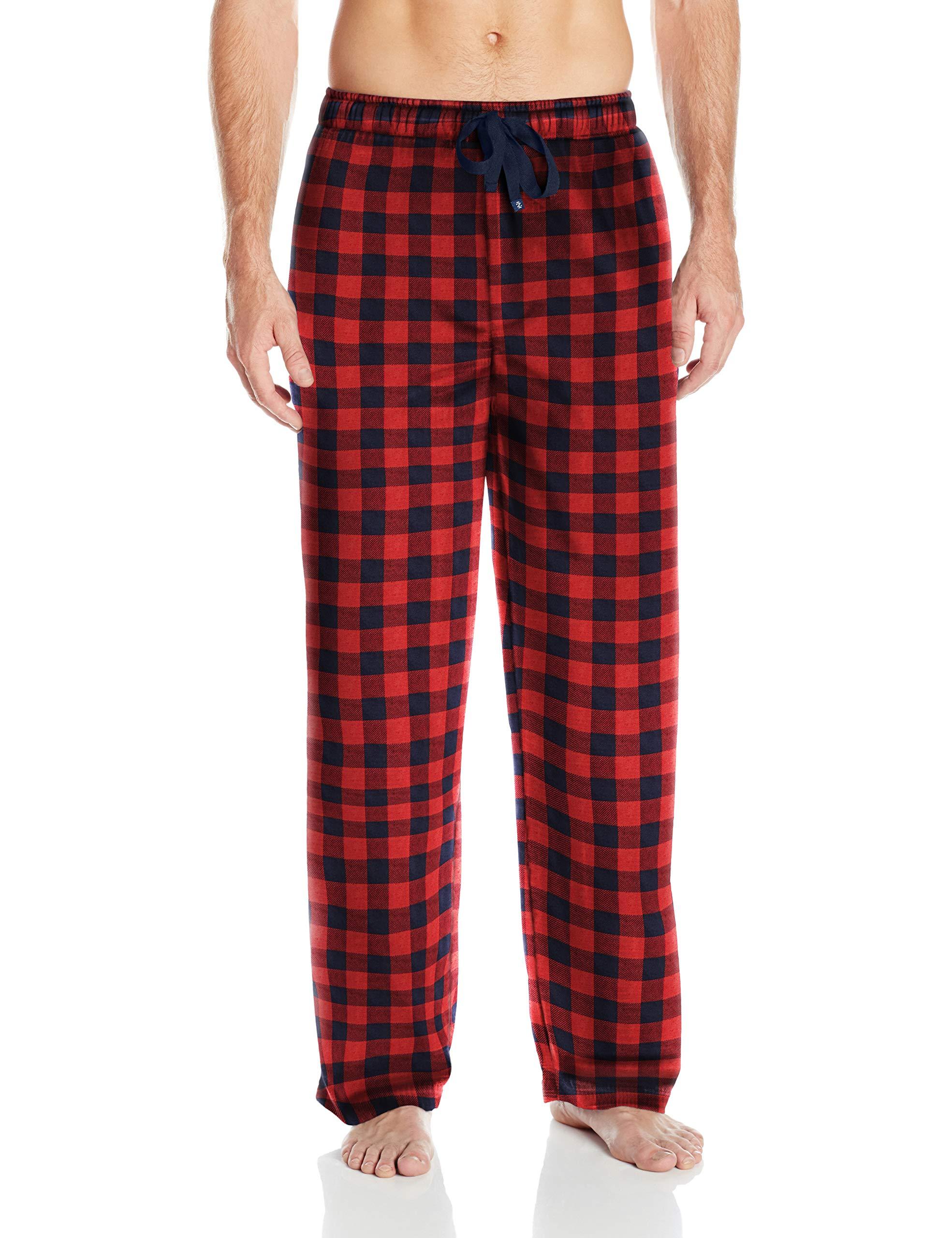 Izod 's Advantage Sleepwear Silky Fleece Pajama Pants in Navy/Red (Red ...