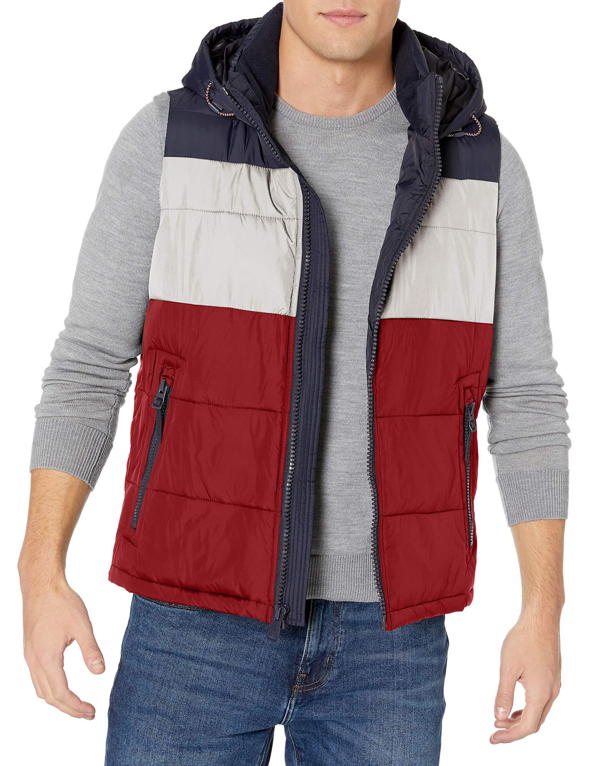 Tommy Hilfiger Synthetic Hooded Puffer Vest in Red/White/Midnight (Red
