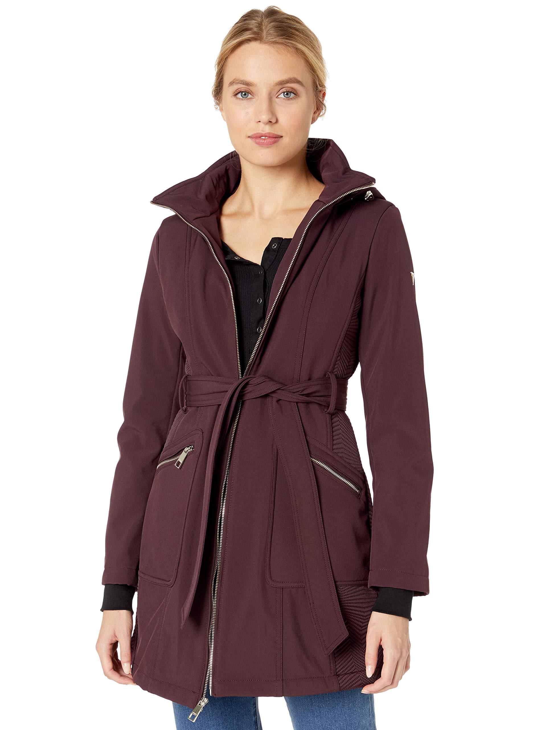 Guess Belted Softshell Coat With Hood in Cargo Green (Purple) - Save 1% ...