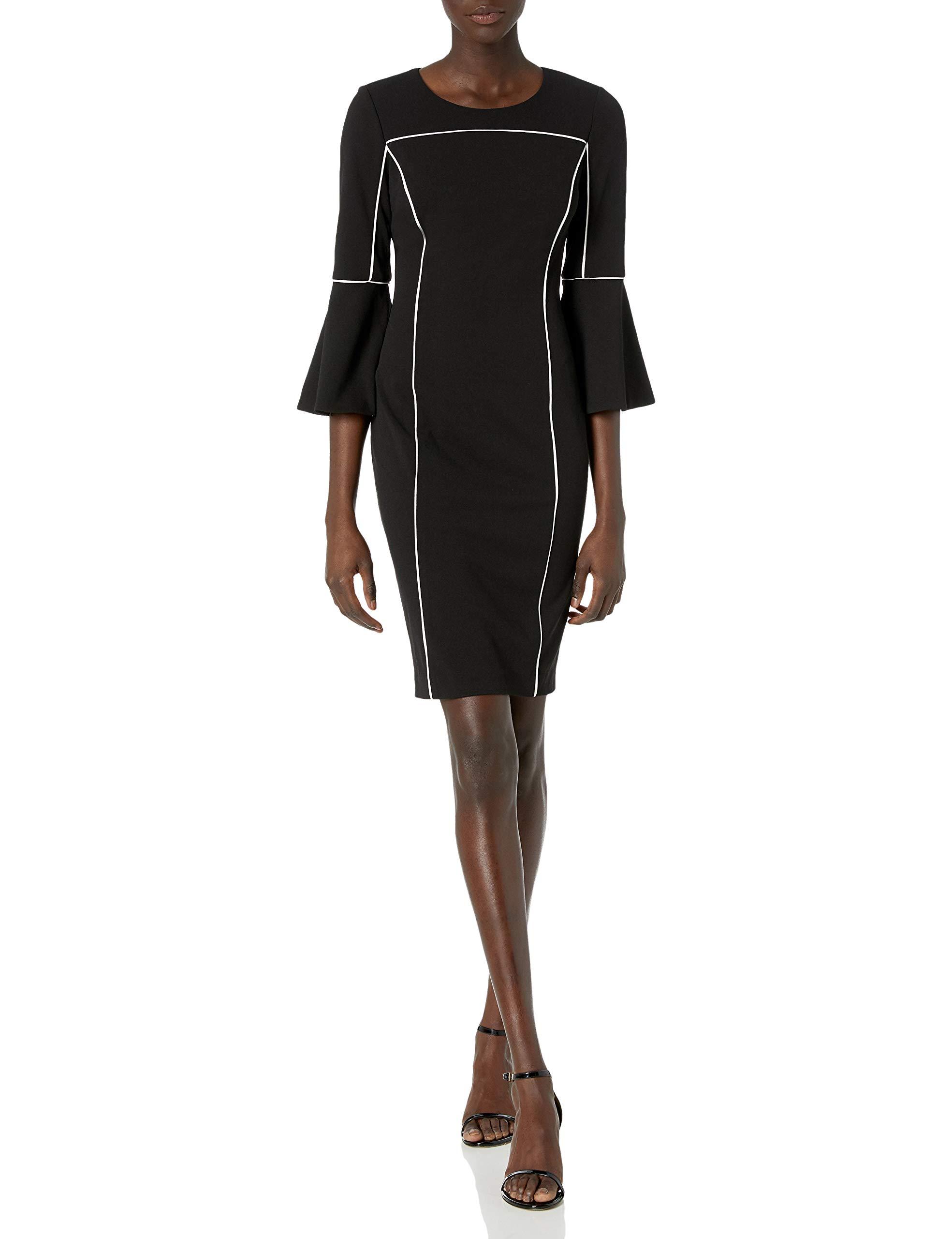 calvin klein bell sleeve piping detail dress