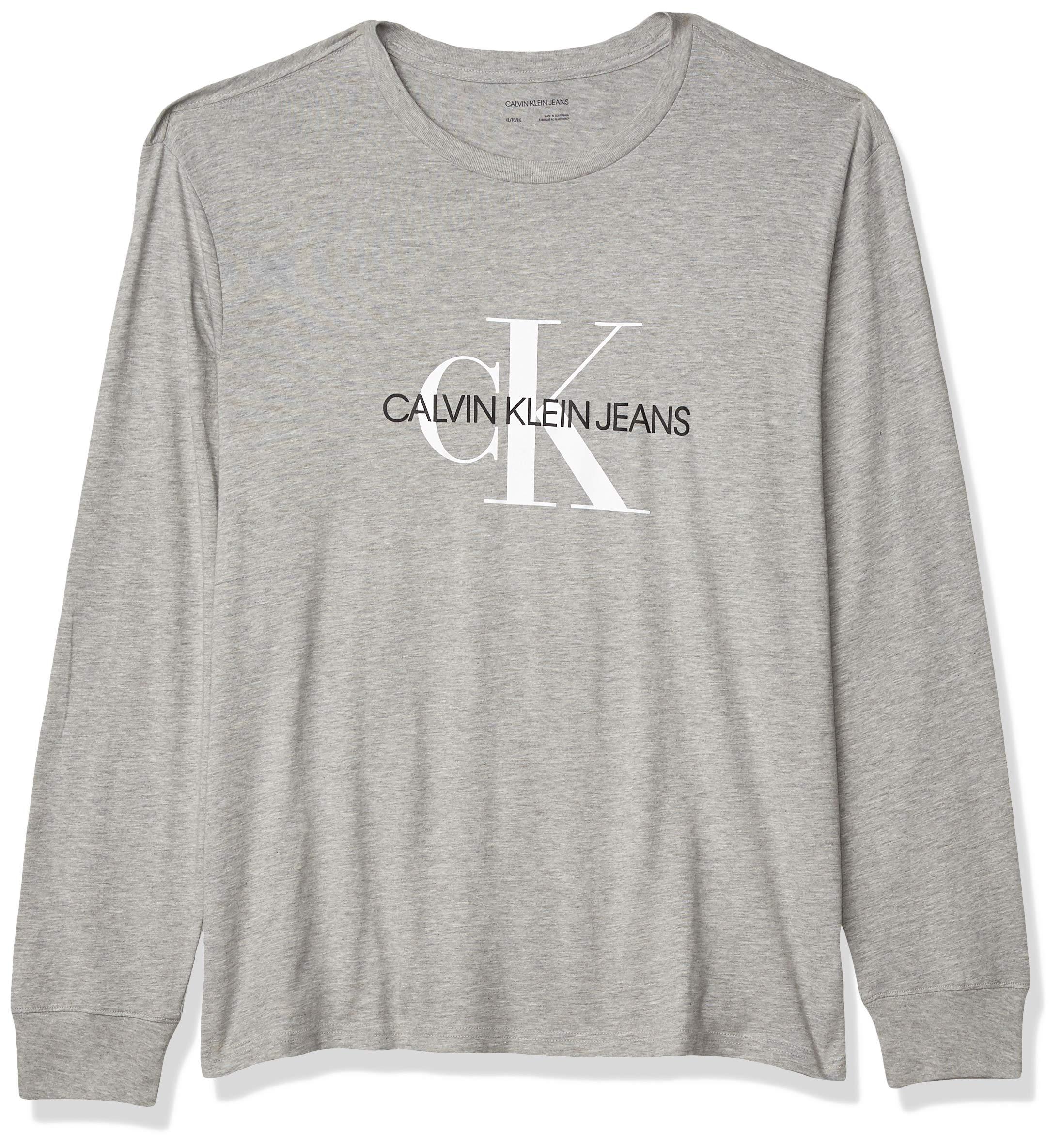 Calvin Klein Cotton Long Sleeve Logo T-shirt in Gray for Men - Save 47% ...