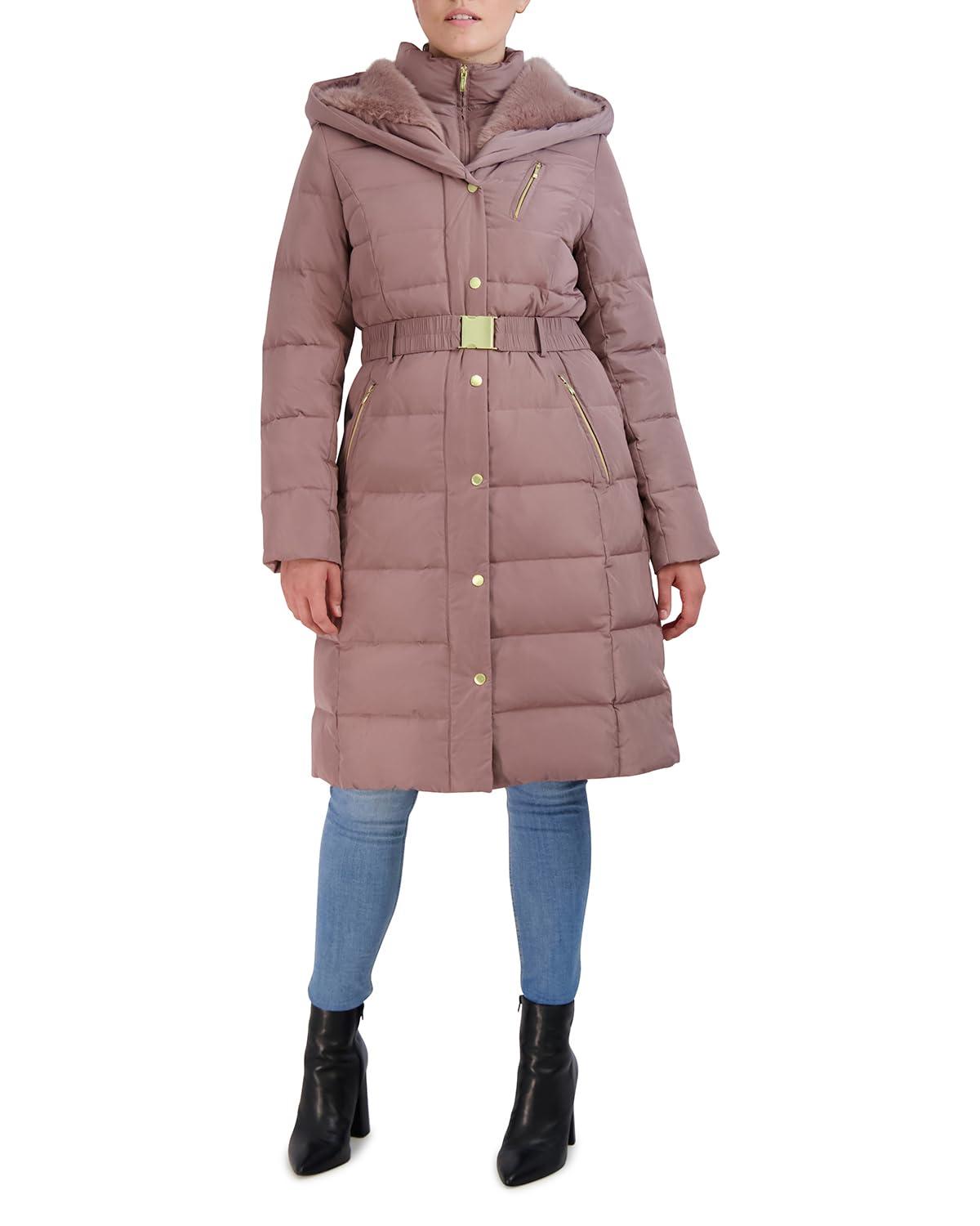 Amazon Cole Haan Down Coat Cole Haan Women's Knee Length Hooded