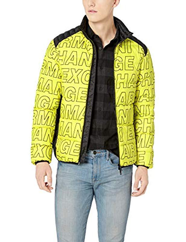 Armani Exchange Synthetic | Outdoor Down Jcket in Neon Yellow/Black ...