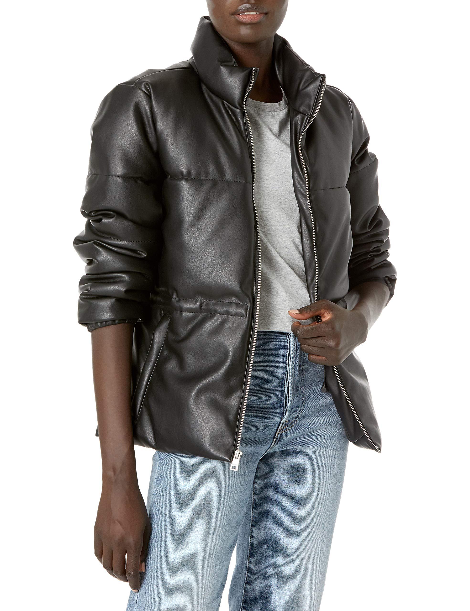 cinched waist puffer coat