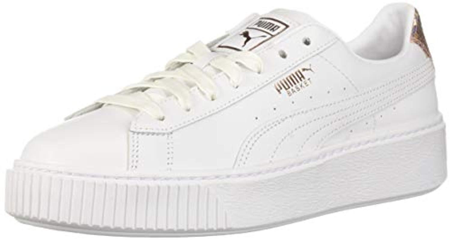 PUMA Basket Platform Rg ( White/rose Gold) Shoes | Lyst