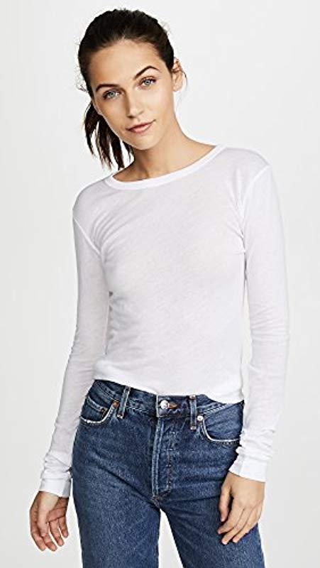 Enza Costa Supima Cotton Tissue Jersey Long Sleeve Top in White - Save ...