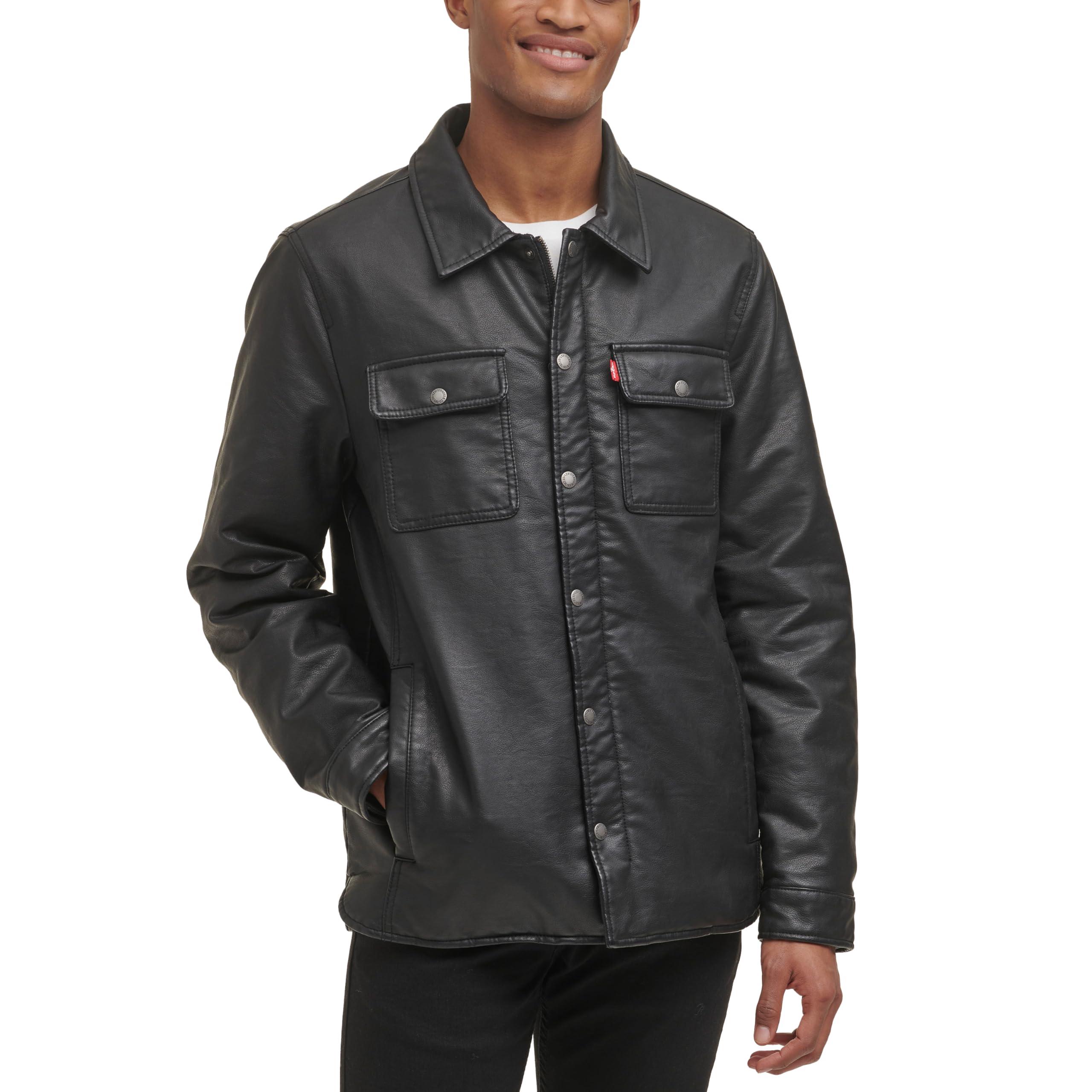 Levi's men's buffed cow faux leather sherpa trucker sale