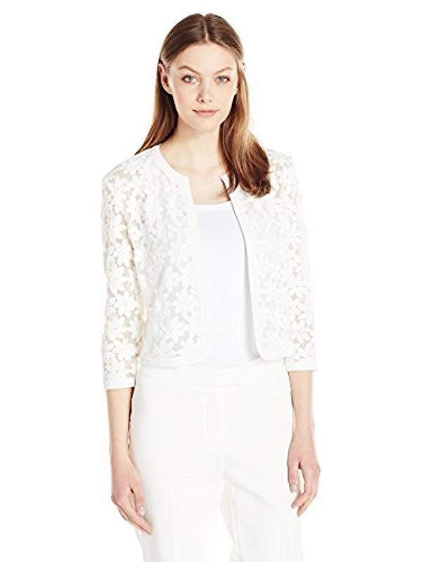 anne klein women's floral lace mesh cardigan