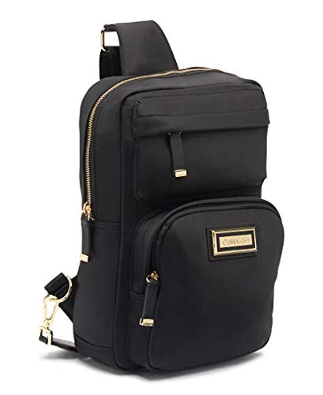 Calvin Klein Synthetic Belfast Nylon Sling Backpack in Black/Gold ...