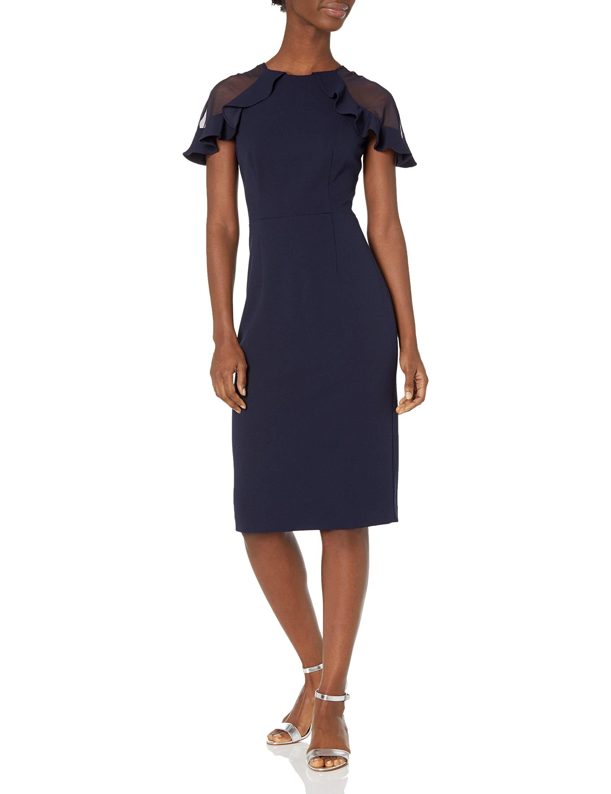 Eliza J Crew Neck Ruffle Shoulder 