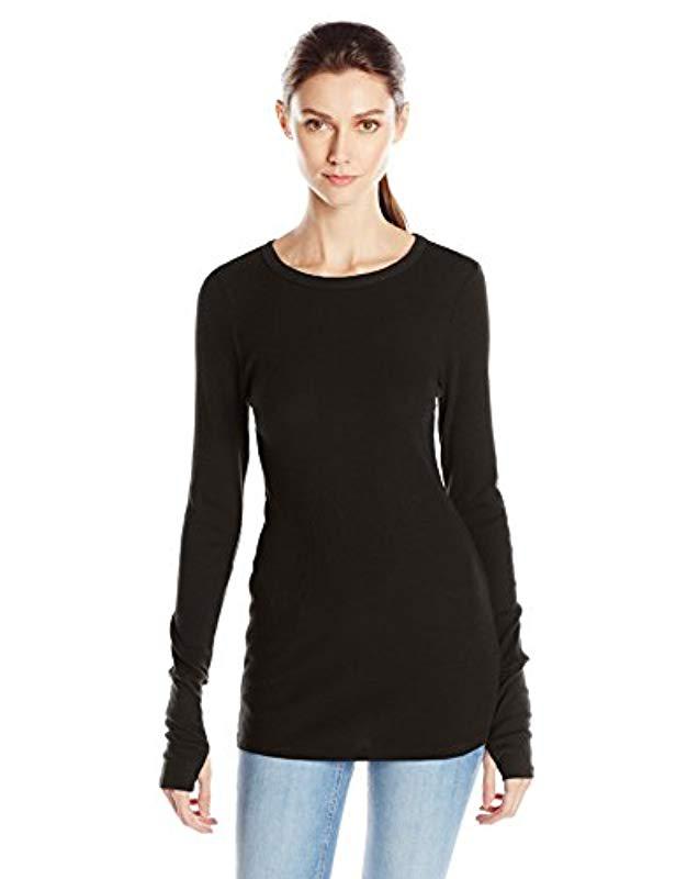 Michael Stars Thermal Long Sleeve Raw Edge Crew Neck With Thumbholes in ...