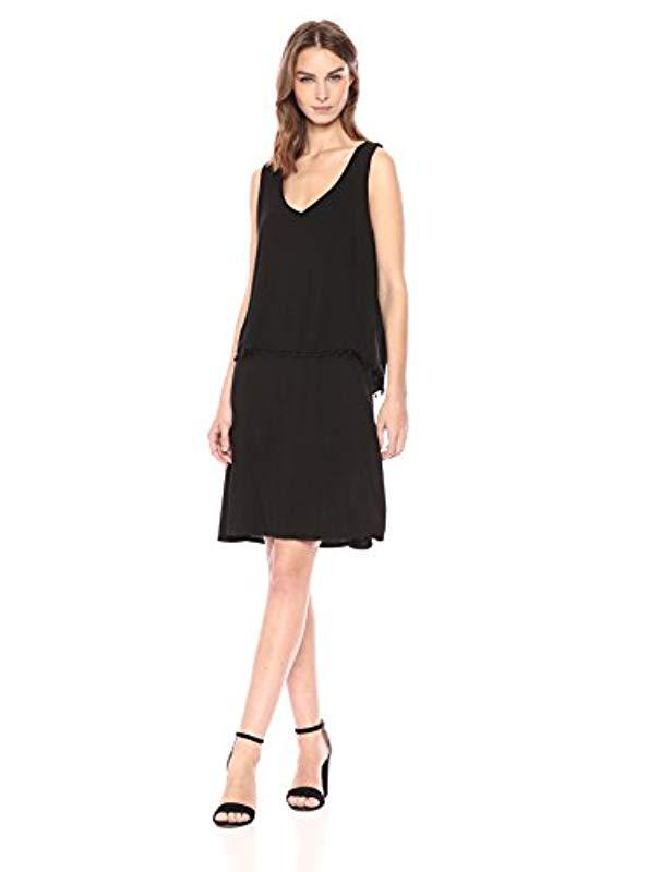 Three Dots Womens 2-Fer Tank Dress with Keyhole