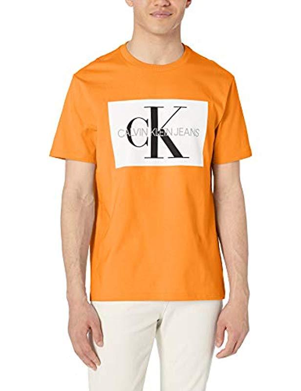 Calvin Klein Denim Short Sleeve Monogram Logo T-shirts in Orange for Men -  Lyst